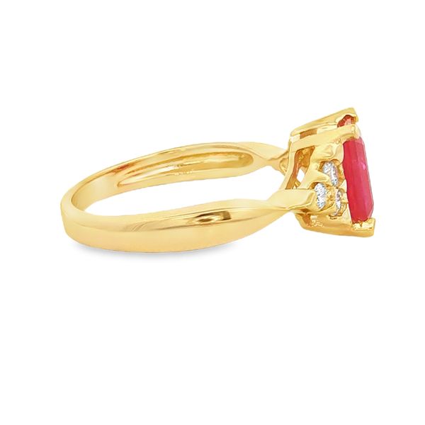 14K Yellow Gold Emerald Cut Ruby and Diamond Ring Image 4 Jaymark Jewelers Cold Spring, NY