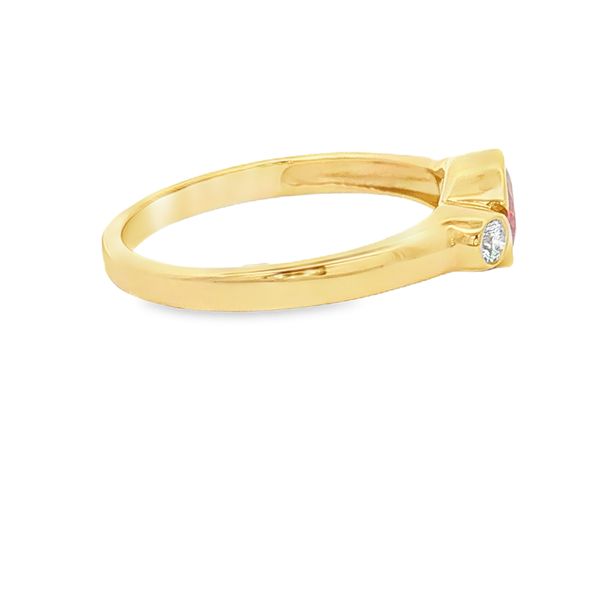 14K Yellow Gold Ruby and Diamond Bezel Ring Image 2 Jaymark Jewelers Cold Spring, NY