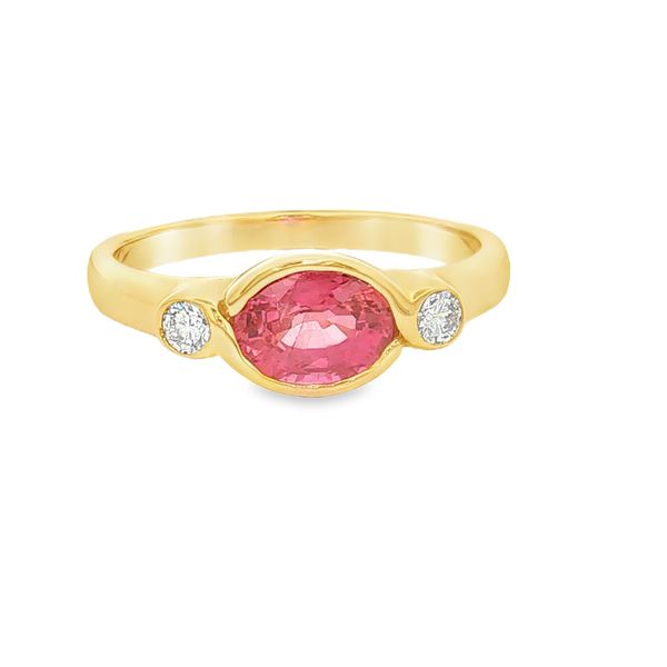 14K Yellow Gold Ruby and Diamond Bezel Ring Jaymark Jewelers Cold Spring, NY