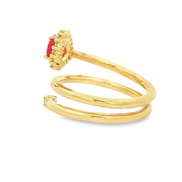 14K Yellow Gold Ruby and Diamond Halo Ring Image 2 Jaymark Jewelers Cold Spring, NY