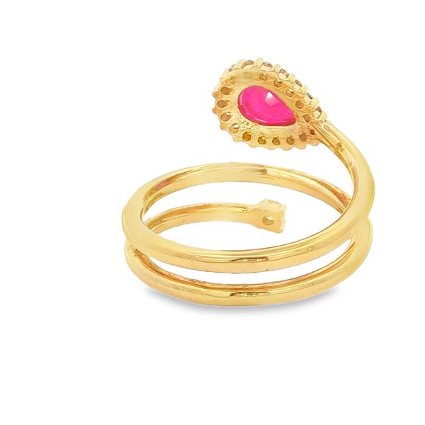 14K Yellow Gold Ruby and Diamond Halo Ring Image 4 Jaymark Jewelers Cold Spring, NY