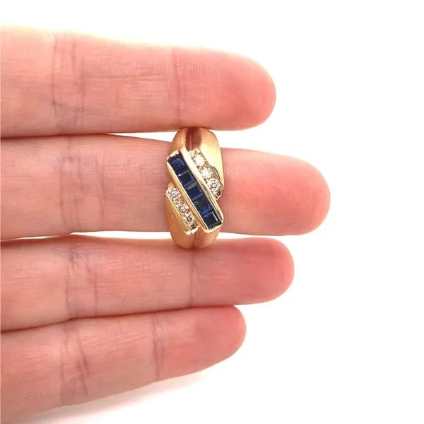 14K Yellow Gold Men's Sapphire and Diamond Ring Jaymark Jewelers Cold Spring, NY