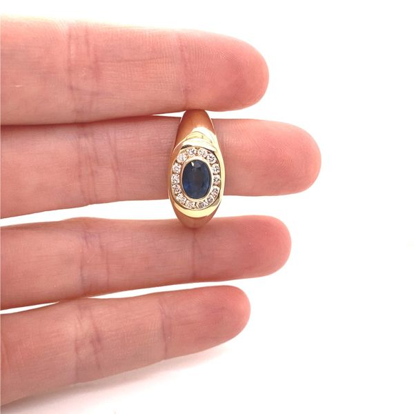 14K Yellow Gold Men's Sapphire and Diamond Ring Image 2 Jaymark Jewelers Cold Spring, NY
