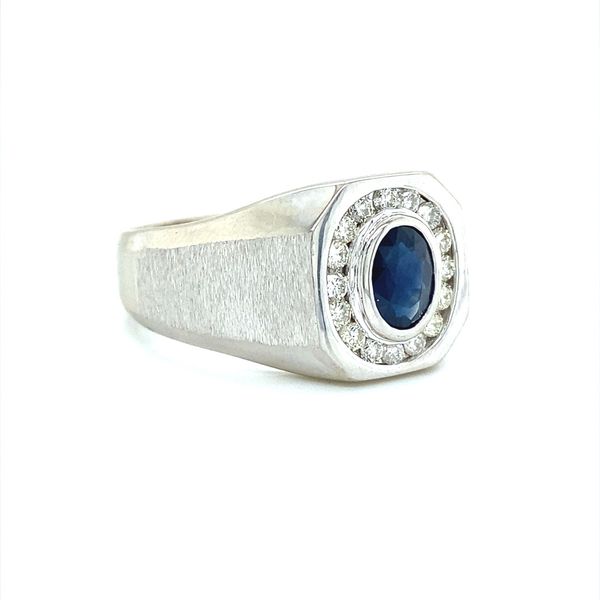 14K White Gold Men's Sapphire and Diamond Ring Image 2 Jaymark Jewelers Cold Spring, NY