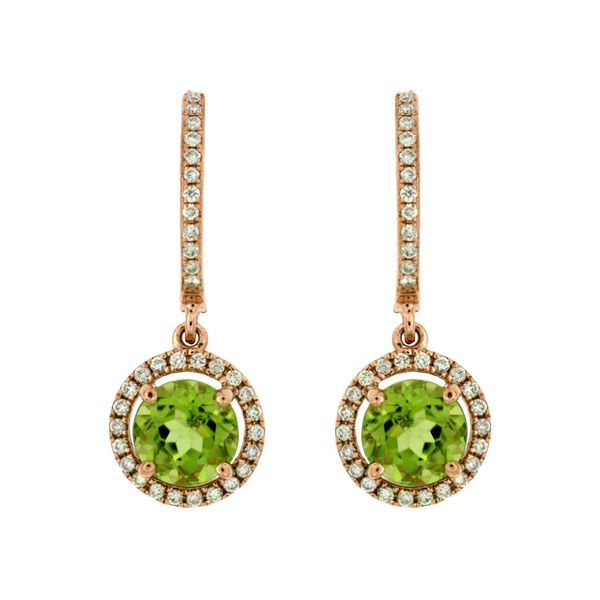 14K Rose Gold Diamond and Peridot Earrings Jaymark Jewelers Cold Spring, NY