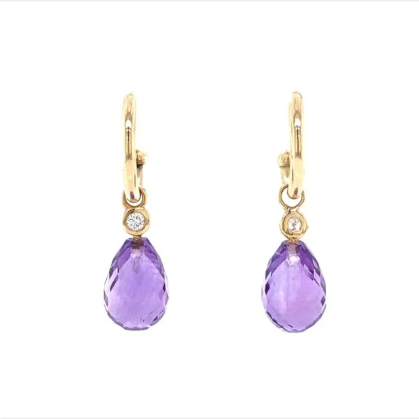 14K Yellow Gold Amethyst and Diamond Earrings Jaymark Jewelers Cold Spring, NY