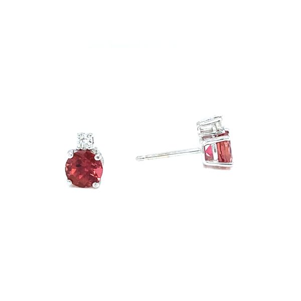 14K White Gold Pink Tourmaline and Diamond Stud Earrings Image 3 Jaymark Jewelers Cold Spring, NY
