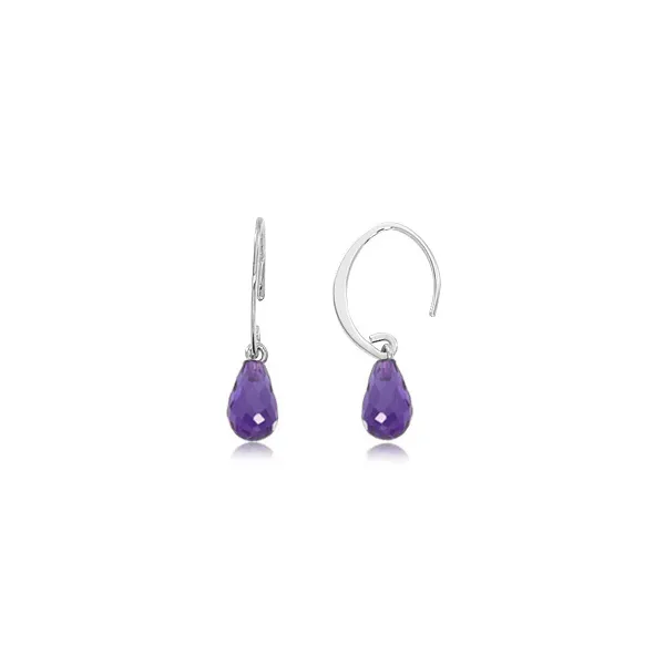 14K White Gold Mini Simple Sweep Amethyst Earrings Jaymark Jewelers Cold Spring, NY