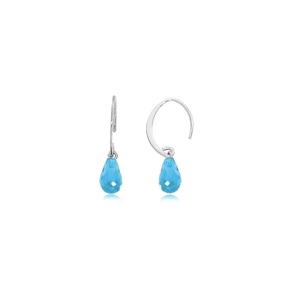 14K White Gold Mini Sweep Blue Topaz Earrings Jaymark Jewelers Cold Spring, NY