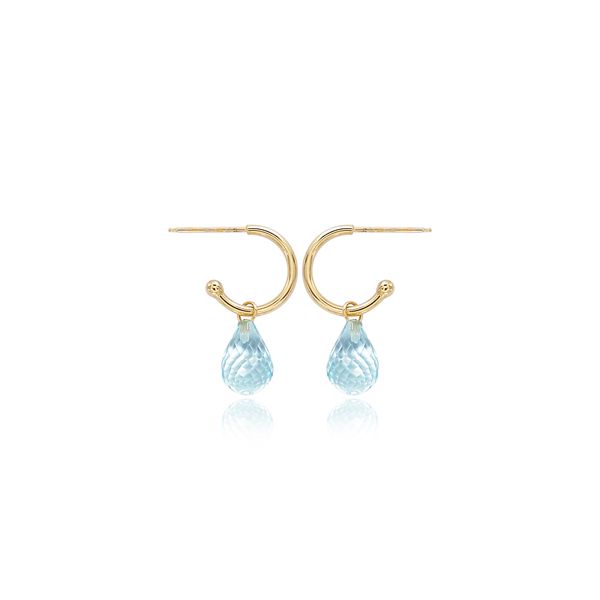 14K Yellow Gold Blue Topaz Hoop Earrings Jaymark Jewelers Cold Spring, NY
