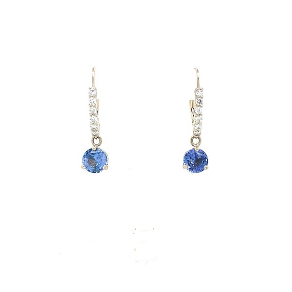 14K White Gold Soft Cornflower Blue Sapphire and Diamond Earrings Jaymark Jewelers Cold Spring, NY