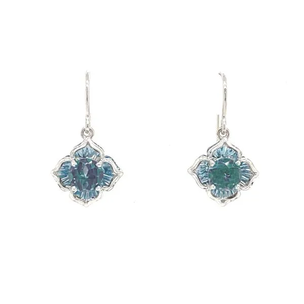 14K White Gold Davinci Cut Blue Topaz Earrings Jaymark Jewelers Cold Spring, NY