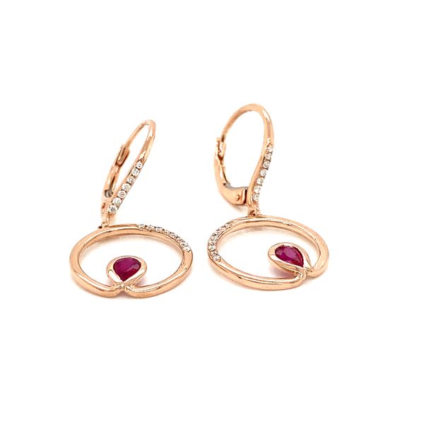 14K Rose Gold Ruby and Diamond Earrings Image 2 Jaymark Jewelers Cold Spring, NY