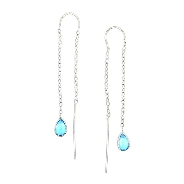 14K White Gold Swiss Blue Topaz Earrings Jaymark Jewelers Cold Spring, NY