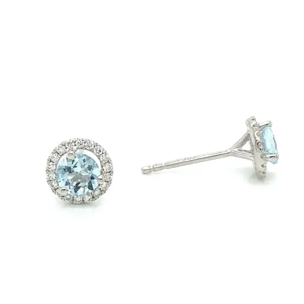14K White Gold Aquamarine and Diamond Earrings Image 3 Jaymark Jewelers Cold Spring, NY