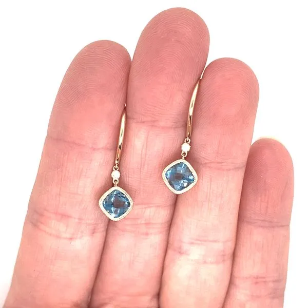 14K Yellow Gold London Blue Topaz Dangle Earrings Image 3 Jaymark Jewelers Cold Spring, NY