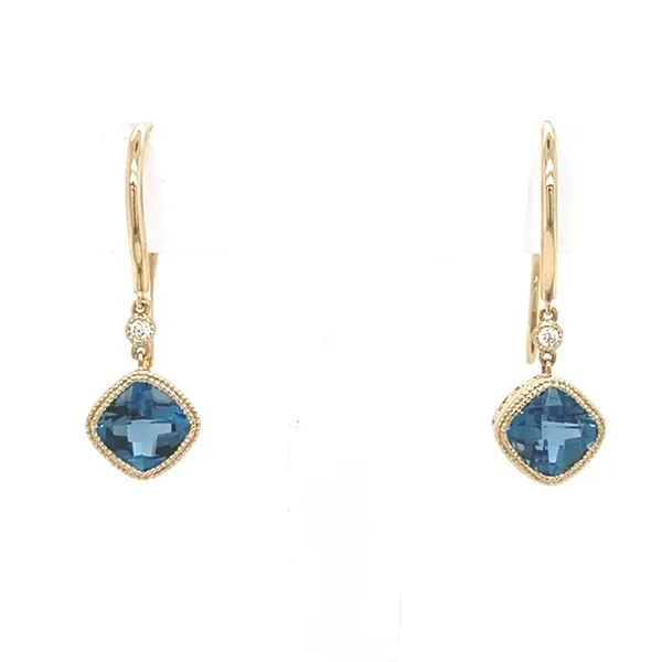 14K Yellow Gold London Blue Topaz Dangle Earrings Jaymark Jewelers Cold Spring, NY