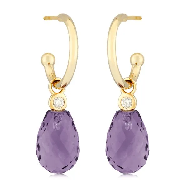 14K Yellow Gold Amethyst and Diamond Earrings Jaymark Jewelers Cold Spring, NY