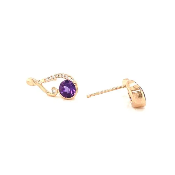 14K Rose Gold Amethyst and Diamond Dangle Earrings Image 3 Jaymark Jewelers Cold Spring, NY