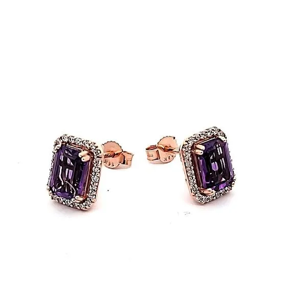 14k Rose Gold Amethyst and Diamond Earrings Image 2 Jaymark Jewelers Cold Spring, NY