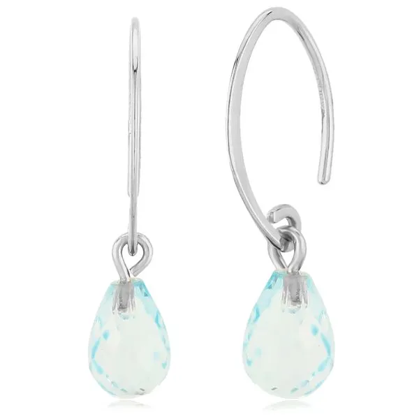 14K White Gold Mini Sweep Blue Topaz Earrings Jaymark Jewelers Cold Spring, NY