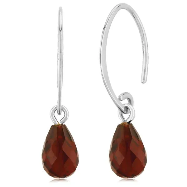 14K White Gold Mini Simple Sweep Garnet Earrings Jaymark Jewelers Cold Spring, NY