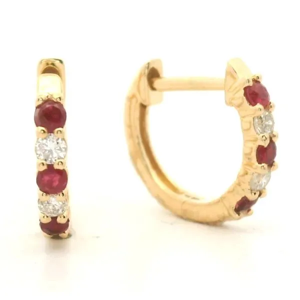 14k Yellow Gold Ruby and Diamond Earrings Jaymark Jewelers Cold Spring, NY