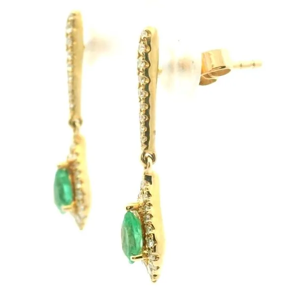 14k Yellow Gold Emerald and Diamond Earrings Image 3 Jaymark Jewelers Cold Spring, NY