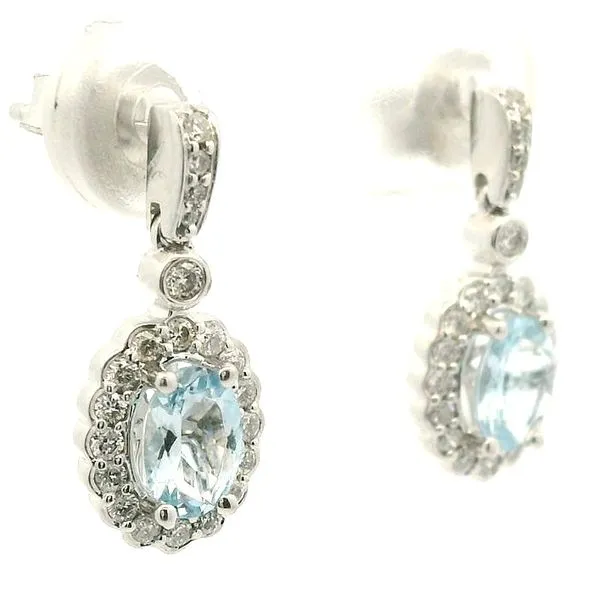 14kWhite Gold Aquamarine and Diamond Earrings Image 2 Jaymark Jewelers Cold Spring, NY