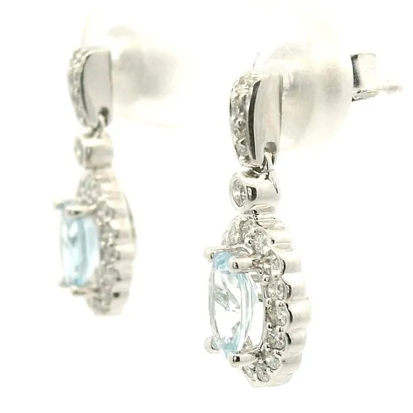 14kWhite Gold Aquamarine and Diamond Earrings Image 3 Jaymark Jewelers Cold Spring, NY