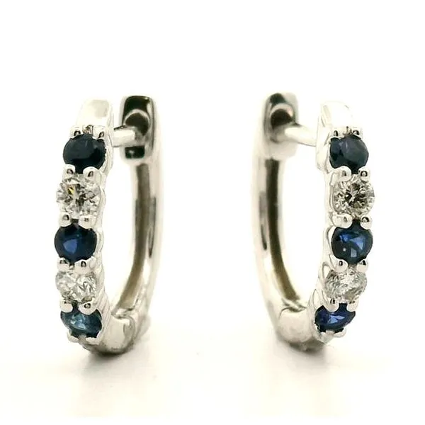 14k White Gold Sapphire and Diamond Earrings Image 2 Jaymark Jewelers Cold Spring, NY