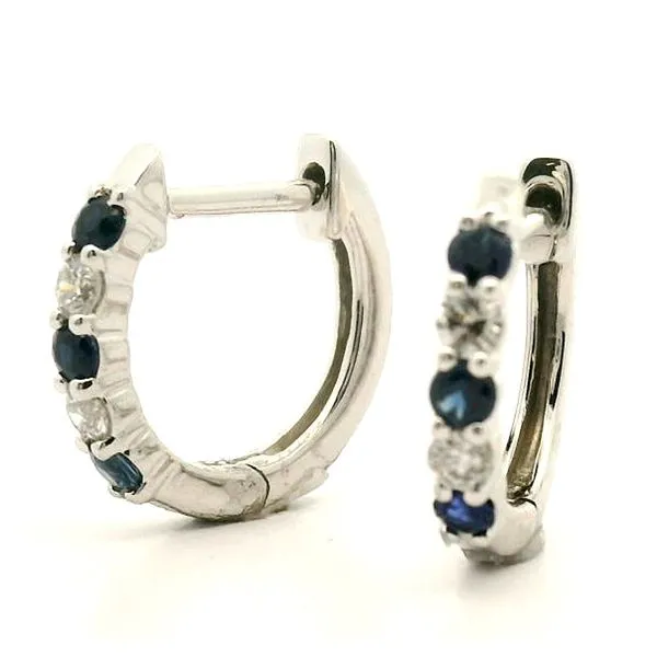 14k White Gold Sapphire and Diamond Earrings Image 3 Jaymark Jewelers Cold Spring, NY