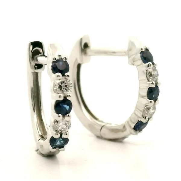 14k White Gold Sapphire and Diamond Earrings Jaymark Jewelers Cold Spring, NY