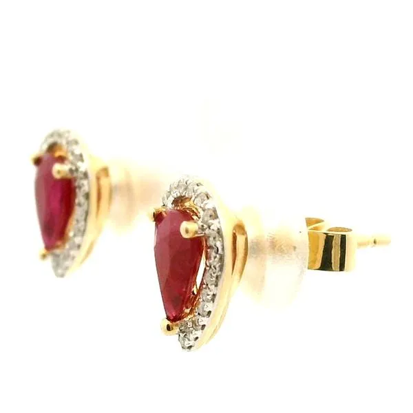 14k Yellow Gold Ruby and Diamond Earrings Image 3 Jaymark Jewelers Cold Spring, NY