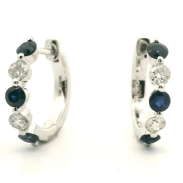 14k White Gold Sapphire and Diamond Earrings Image 2 Jaymark Jewelers Cold Spring, NY