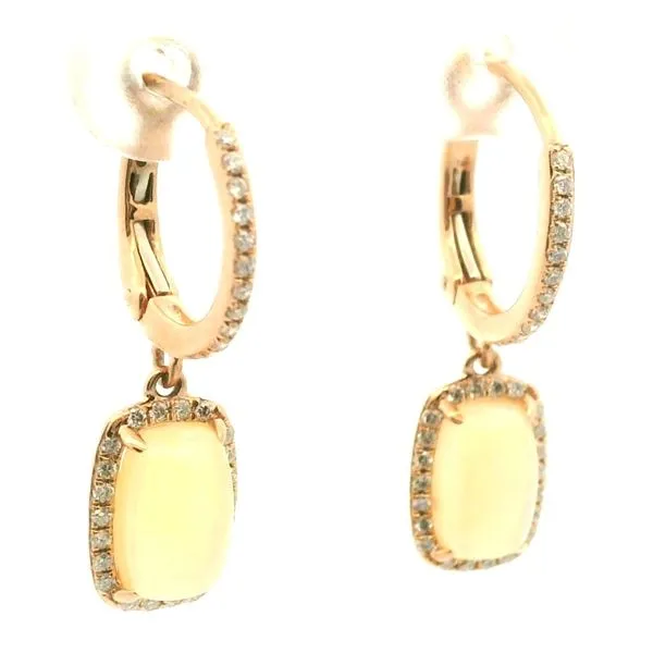14k Rose Gold Opal and Diamond Earrings Image 2 Jaymark Jewelers Cold Spring, NY