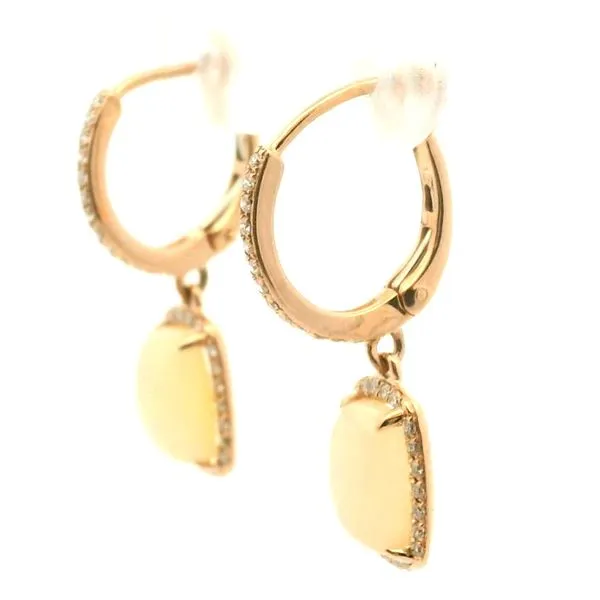 14k Rose Gold Opal and Diamond Earrings Image 3 Jaymark Jewelers Cold Spring, NY