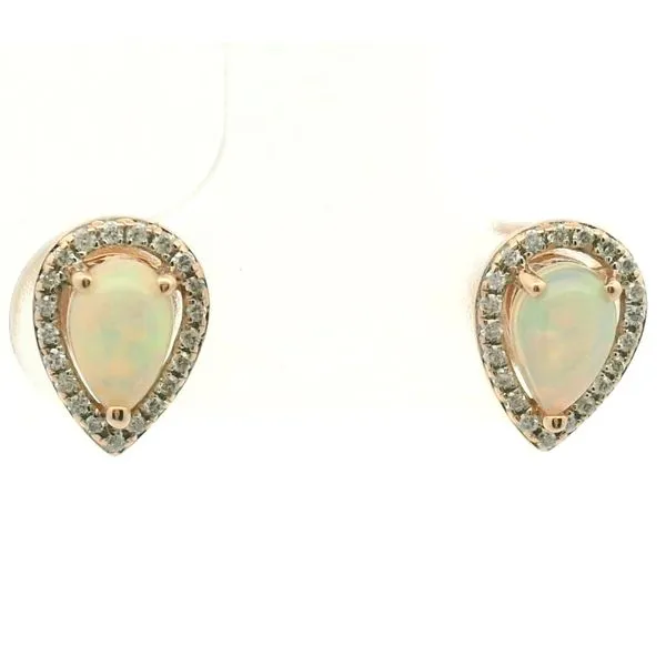 14k Rose Gold Opal and Diamond Studs Jaymark Jewelers Cold Spring, NY