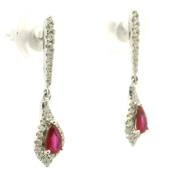 14k White Gold Ruby and Diamond Earrings Image 2 Jaymark Jewelers Cold Spring, NY