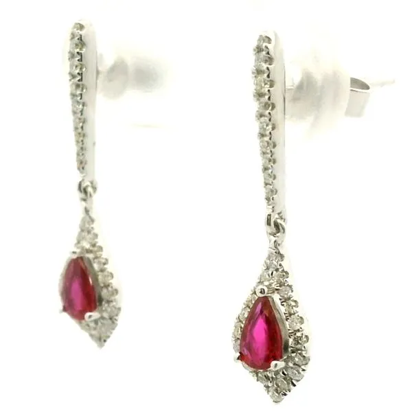 14k White Gold Ruby and Diamond Earrings Image 3 Jaymark Jewelers Cold Spring, NY