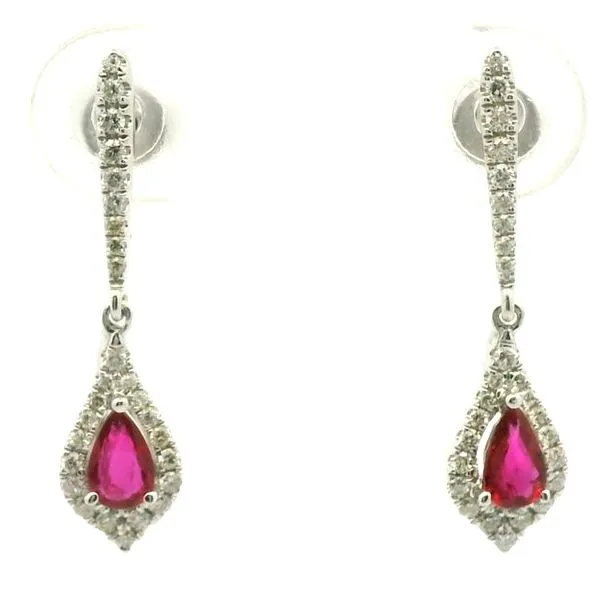 14k White Gold Ruby and Diamond Earrings Jaymark Jewelers Cold Spring, NY