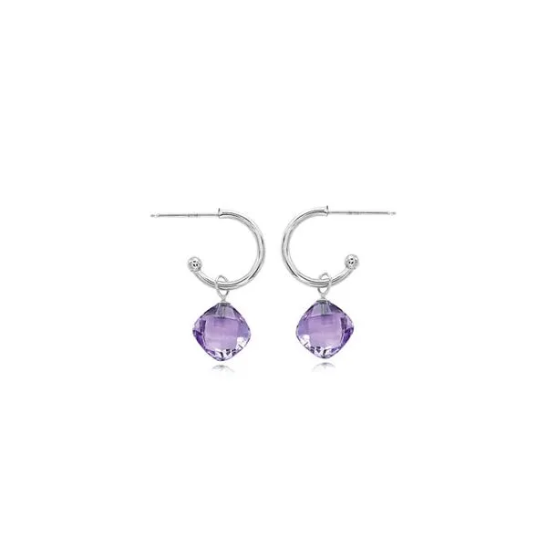 14K White Gold Amethyst Dangle Earrings Jaymark Jewelers Cold Spring, NY