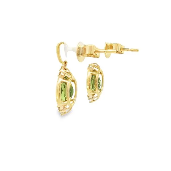 14K Yellow Gold Peridot and Diamond Earrings Image 2 Jaymark Jewelers Cold Spring, NY