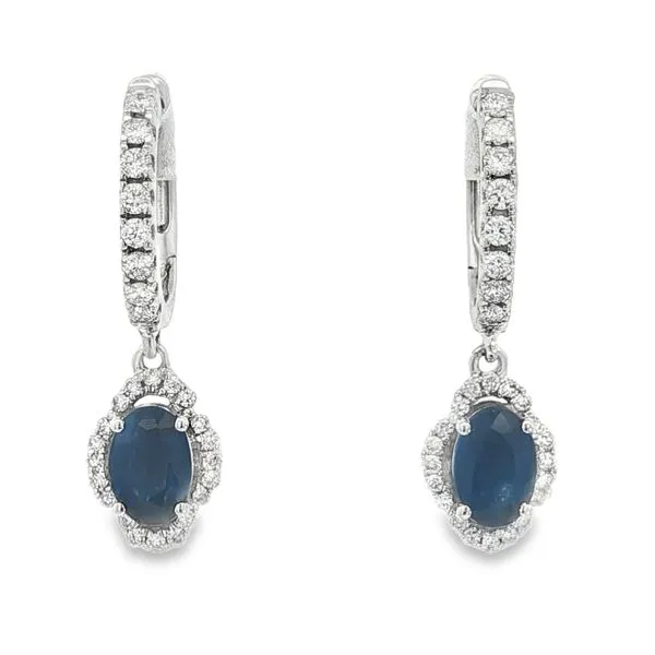 14K White Gold Sapphire and Diamond Earrings Jaymark Jewelers Cold Spring, NY