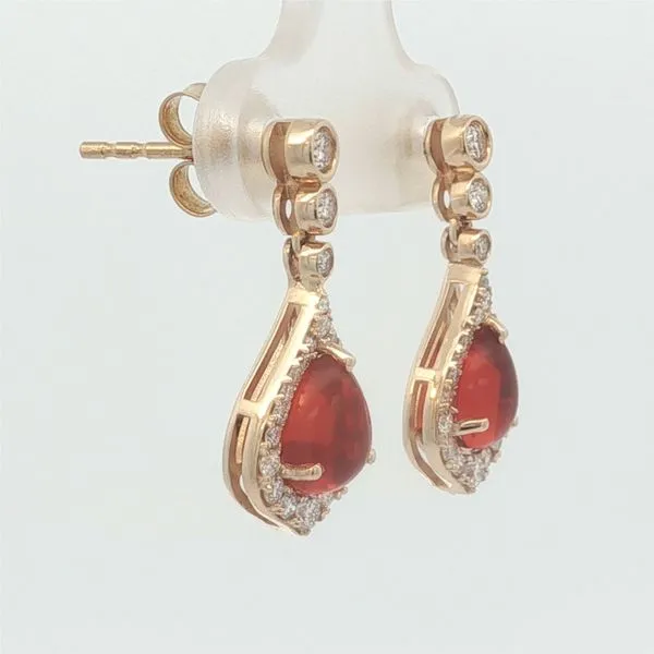 14k Yellow Gold Fire Opal and Diamond Earrings Image 3 Jaymark Jewelers Cold Spring, NY