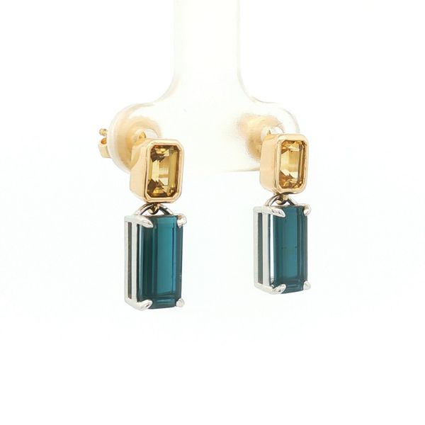 14K Two Tone Zircon and Tourmaline Earrings Image 3 Jaymark Jewelers Cold Spring, NY
