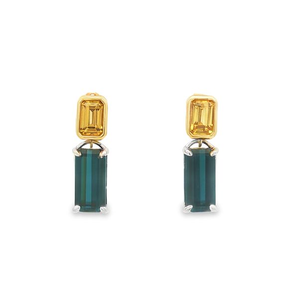 14K Two Tone Zircon and Tourmaline Earrings Jaymark Jewelers Cold Spring, NY