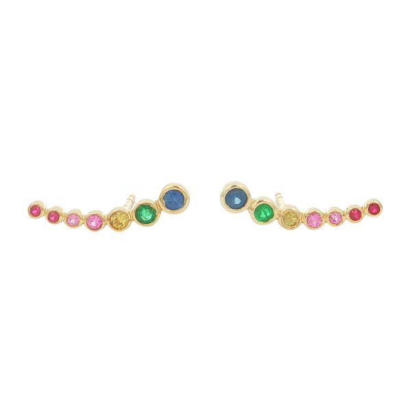 14K Yellow Gold Multi Color Sapphire Earrings Jaymark Jewelers Cold Spring, NY