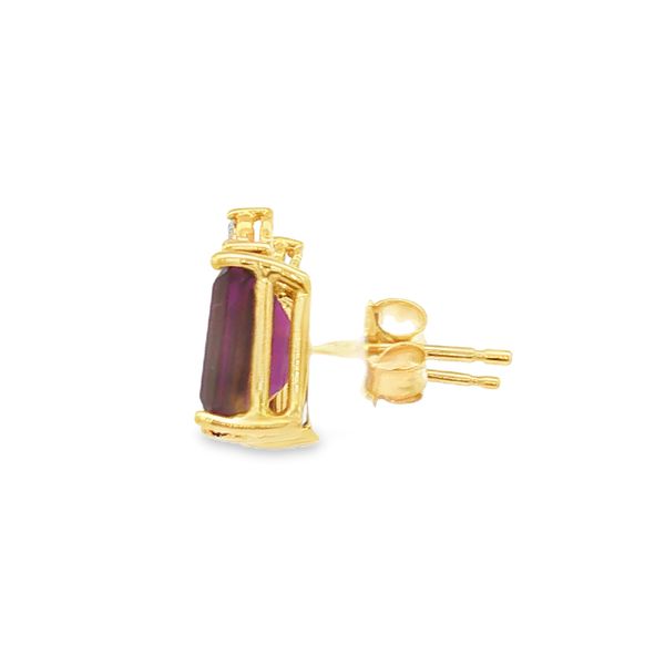 14K Yellow Gold Amethyst and Diamond Earrings Image 2 Jaymark Jewelers Cold Spring, NY