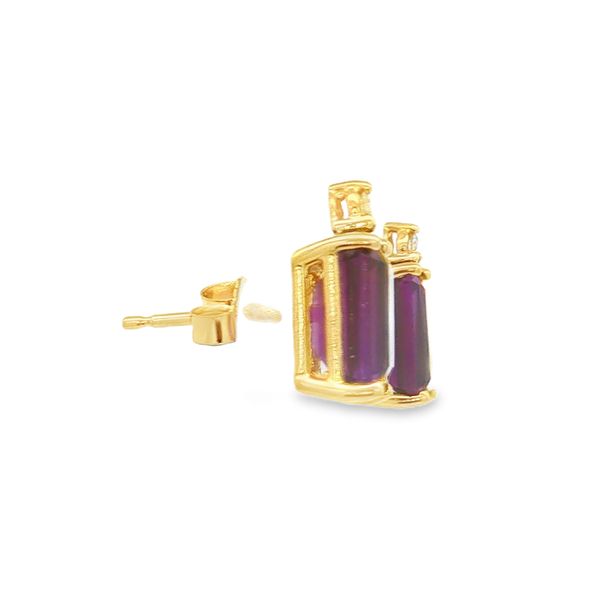 14K Yellow Gold Amethyst and Diamond Earrings Image 3 Jaymark Jewelers Cold Spring, NY